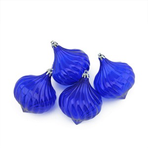 Northlight 4ct Transparent Onion Drop Shatterproof Christmas Ornament Set 4.5" - Blue - 1 of 2