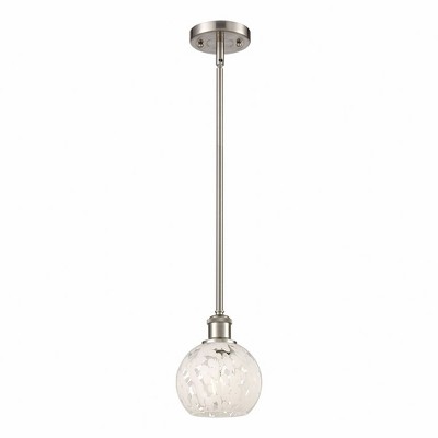 White Mouchette - 1 Light Stem Hung Mini Pendant In Modern Style-8 Inches Tall and 6 Inches Wide