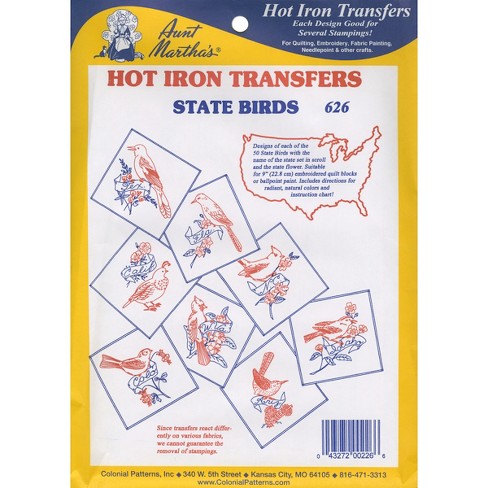 Aunt Martha's Iron-On Transfer Collection-50 State Birds