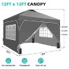 Ainfox 12ftx12ft Pop Up Canopy Tent with 4 Sidewalls One Push Tent Canopy with Wheeled Carry Bag, 8 Stakes and 4 Ropes - 2 of 4