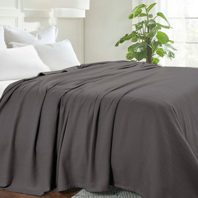 King Size Charcoal Gray Cotton Reversible Blanket