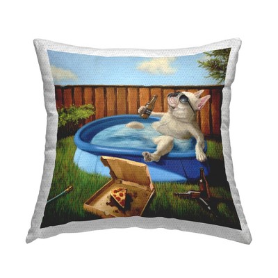 Stupell Industries French Bulldog Summer Pool, 18 x 18