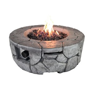 Racxily 9'' H x 28'' W Fiber Reinforced Concrete Outdoor Fire pit(Stone Gray) - 1 of 4