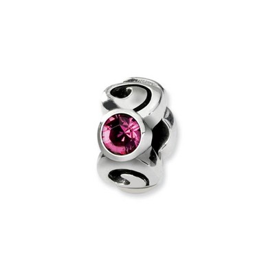 Black Bow Jewelry Sterling Silver October Crystal Birthstone, 3-Stone Bead Charm