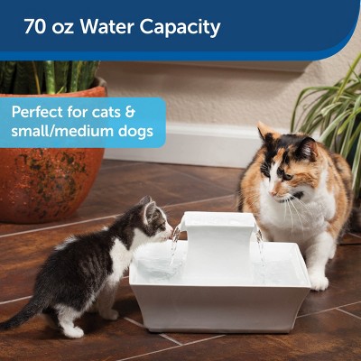 White Ceramic Elevated Pet Water Fountain with Dual Streams