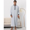 Lars Amadeus Men's Contrast Color Banded Collar Long Sleeves Nightshirt - 2 of 4