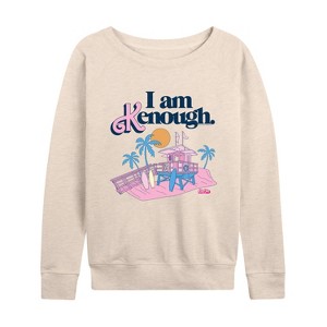 Women's - Barbie - I Am Kenough Lifeguard Stand Lightweight French Terry Wide Neck Long Sleeve Shirt - 1 of 4
