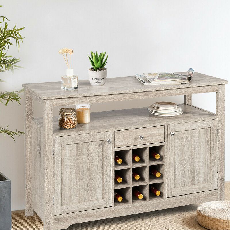 Costway Buffet Server Sideboard Wine Cabinet Console Table Grey Home, 4 of 11