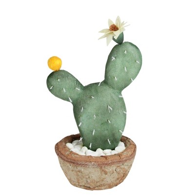 Northlight 12" Flowering Cactus Artificial Potted Plant - Green/Brown