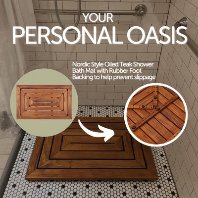 Nordic Teak Medium Wood Oiled Shower and Bath Mat