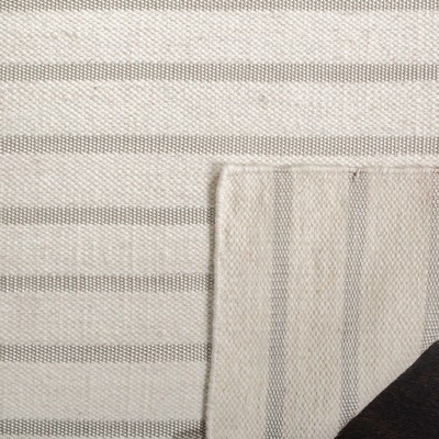 Handwoven White Wool 6' Square Dhurrie Area Rug