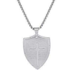 Steeltime 24" stainless steel The Shield of Feith cross pendant - 1 of 4