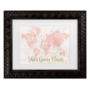 Trademark Fine Art - Sue Schlabach Across The World Shes Going Places Pink Matted Framed Art - 1 of 4
