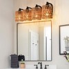 PAKOKULA 4-Light Boho Matte Black Vanity Light with Yellow Woven Shade - 3 of 4
