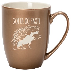 100 North Hedgehog 10 Ounce Bronze Metallic Finish, Comfortably Fits Your Hands, New Bone China Coffee Tea Cup Mug, Gotta Go Fast! - 1 of 1
