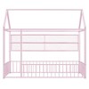 Twin/Full Size Metal Platform Bed House Bed Frame with Fence and Shelves, White/Black/Pink-ModernLuxe - 4 of 4