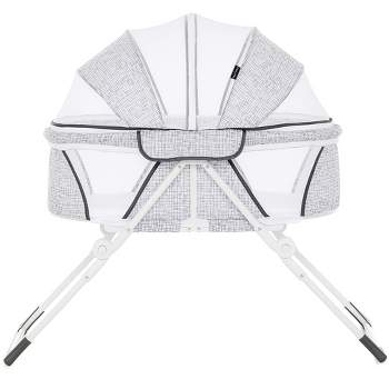 Dream On Me JPMA Certified Karley Plus Portable Bassinet With Removable Canopy And Folding Legs in Cool Grey