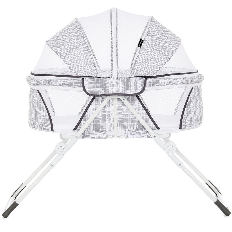 Dream On Me JPMA Certified Karley Plus Portable Bassinet With Removable Canopy And Folding Legs in Cool Grey, 1 of 14