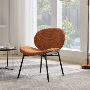 Kumasinova Modern PU Leather Accent Chair, Palisander Wood Shell Chair Single Side Chair, Tripod Lounge Armchair in Walnut Finish, Wide Sofa Chair - 1 of 4