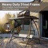 3-Seat Patio Swing Chair with Adjustable Canopy, Heavy-Duty Steel Frame & Textilene Fabric - 3 of 4