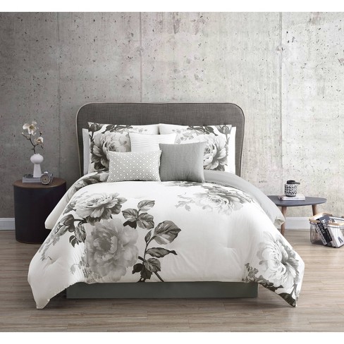 King Set of 7 Details about   Riverbrook Home Ridgely Comforter Set Black/Gray 