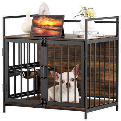 LOVMOR Dog Crate Furniture-Style Cages for Small Dogs Indoor Heavy Duty Super Sturdy Dog Kennels with 2 Stainless Steel Bowls