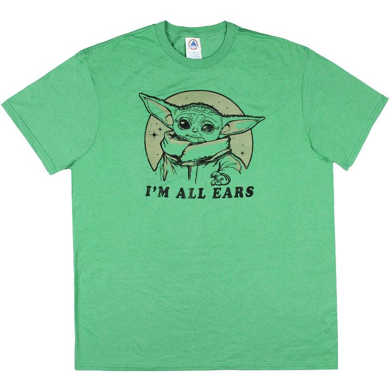 Star Wars The Mandalorian Grogu Baby Yoda I'm All Ears Adult T-Shirt Tee, 1 of 4