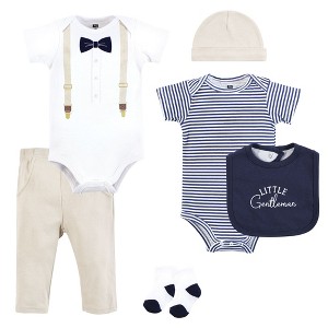 Hudson Baby Infant Boy Cotton Layette Set, Navy Beige Gentleman - 1 of 4