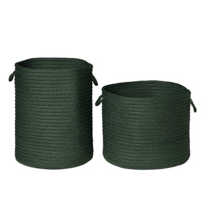 Colonial Mills Clean & Dirty Woven Hamper Set-2 - Dark Green 17"x17"x22" 19"x19"x15"