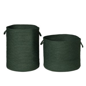 Colonial Mills Clean & Dirty Woven Hamper Set-2 - Dark Green 17"x17"x22" 19"x19"x15" - 1 of 3