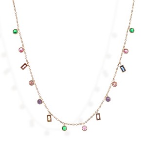 Anna-Kaci Women's Multi-Colored Gemstone Pendant Necklace on Gold Tone Chain - Gold - 1 of 4