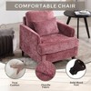 30"W Accent Chairs Armchair Club Chair Lounge Chair with Back Cushion, Chenille Upholstery and Solid Wood Frame, Mid Century Modern Style-ModernLuxe - 3 of 4