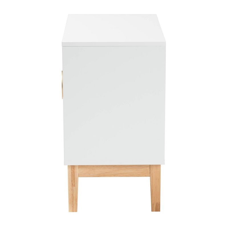 Kamana Two-Tone Wood and Metal 2 Door Storage Cabinet White/Gold/Oak Brown - Baxton Studio, 6 of 12