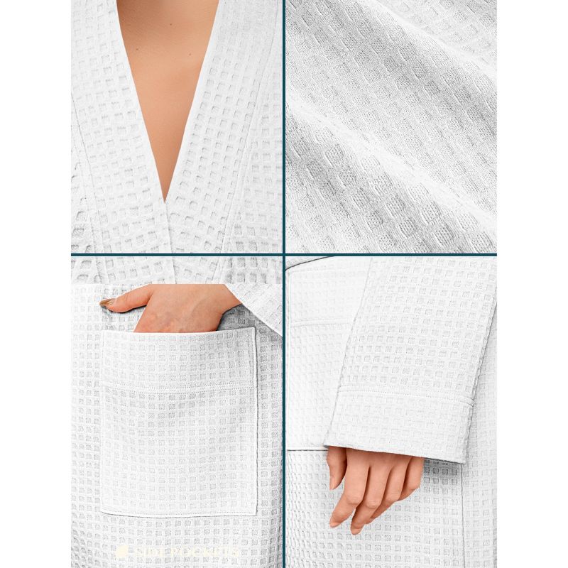 PAVILIA Women Waffle Knit Robe, Soft Cozy Breathable Lightweight Long Bathrobe with Side Pockets for Shower Spa House, 3 of 8