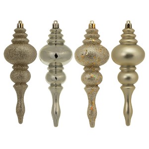8ct Vickerman 7" Finial, 4 Finish Assorted Ornament Set Champagne - 1 of 4