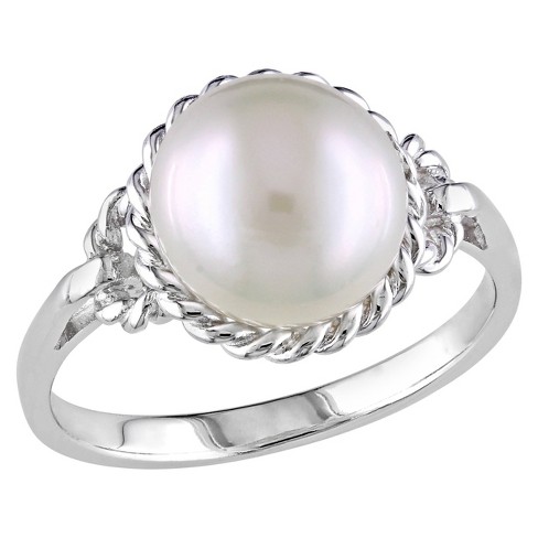 9-9.5mm Cultured Freshwater Pearl Ring In Sterling Silver - White : Target