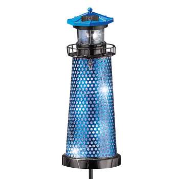 Collections Etc Solar Blue Lighthouse Decorative Garden Stake 5 X 5 X 36.5