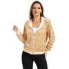 Anna-Kaci Women's Hooded Sequin Jacket with Front Zipper Closure and Ribbed Trim - Small, Gold - 2 of 4