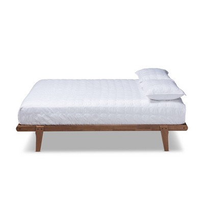 Kaia Mid-Century Modern Walnut Brown Queen Platform Bed Frame