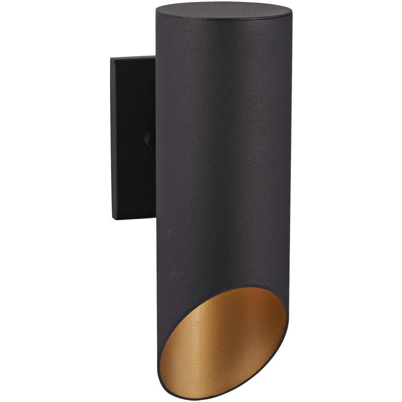 Minka Lavery Modern Outdoor Wall Light Fixture Black 12 1/2" Gold Shade Interior for Post Exterior Deck House Porch Yard Patio, 1 of 2