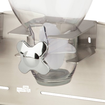 Honey-Can-Do Silver Double Dry Food Dispenser with Stainless Steel Base