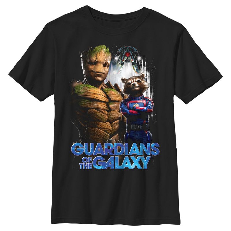 Boy's Guardians of the Galaxy Vol. 3 Groot and Rocket Poster T-Shirt, 1 of 6