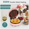 YASHE Mini Waffle Maker, 550W Waffle Iron, Ready Indicator Light, Cool Touch Handle, Non Stick Coating, Compact Size - 2 of 4