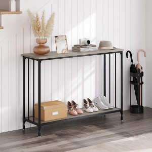 Narrow Console Table, 2-Tier Entryway Console Sofa Table Behind The Couch, Narrow Entryway Table with Glass Shelf and Metal Frame - 1 of 4