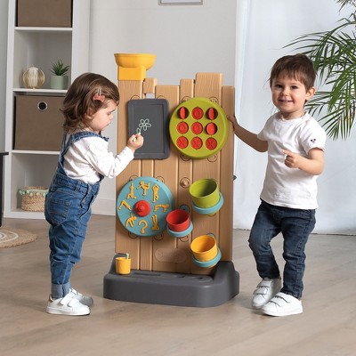 Smoby 32" Tall Beige and Yellow Activity Wall Play Center