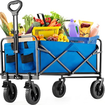 Musment Folding Wagon Heavy Duty,Foldable Utility Cart with Wheels, Camping & Shopping, Heavy Duty Utility Wagon