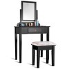 Tangkula Removable Mirror Vanity Table Unit Makeup Set w/ Padded Stool & 5 Dawers White - 2 of 4