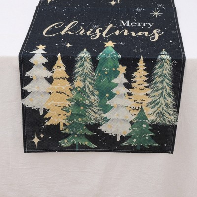 Unique Bargains Table Runner Rectangular Winter Christmas Pattern 16 Linen Colorful 1 Pc