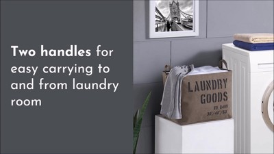 Khaki Green Collapsible Canvas Laundry Basket with Handles