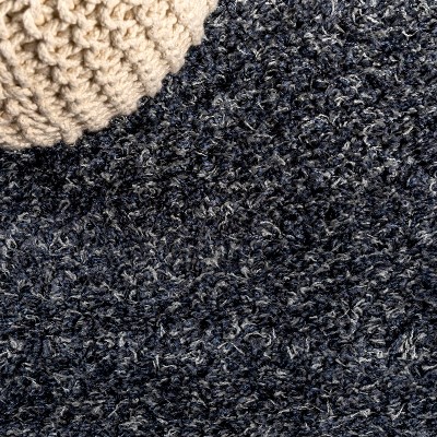 Denim Blue Rectangular Shag 4' x 6' Synthetic Area Rug